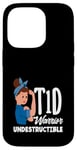 Coque pour iPhone 14 Pro Sensibilisation au diabète de type 1 Guerrier T1D indestructible