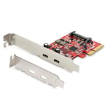 StarTech.com 2-Port USB 3.2 Gen 2x1 (10Gbps) PCIe Card - USB-C SuperSpeed PCI Express 3.0 x4 Host Controller Card - USB Type-C PCIe Add-On Adapter Card - USB C Expansion Card (PEXUSB312C3)