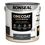 Ronseal Paint One Coat Charcoal Grey Matt Quick Dry Stain Mould Resistant 2.5L