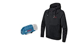 Bosch Professional veste chauffante GHJ 12+18V XA (avec adaptateur de charge USB GAA 12V-21, sans batterie, dans boîte carton) Noir Taille : 2XL