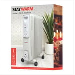 Lloytron Staywarm 2000w 9 Fin Oil Radiator│3 Heat Setting│Carry Handle│Grey│InUK