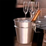 Silver Table Side Wine Ice Bucket + Holder Barware Stainless Champagne Bucket Stand Cooler Rack
