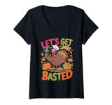 Womens Ugly Thanksgiving Let's Get Basted with Hot Witty Humor V-Neck T-Shirt