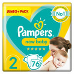 Pampers New Baby Size 2 Disposable Nappies - Jumbo pack of 76!! Free Postage!