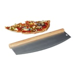 Hachoir berceuse, Couteau à Pizza Inox, Cutter, Coupe-pizza avec manche en bois