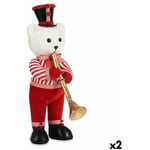 Krist+ - Figurine Décorative Ours Trompette Blanc Noir Rouge polystyrène 15 x 46 x 25 cm (2 Unités)