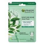 3 x Garnier Skin Active Moisture Bomb Sheet Mask Hyaluronic Acid + Green Tea