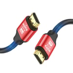 8K Cable Hdmi 3M,Cable Hdmi 2.1 Haute Vitesse 8K@60Hz 4K@120Hz,Connecteur Plaque Or 3D Earc Hdcp 2.2 Et 2.3 Pour Hdtv/Blu Ray Lecture/Projecteurs/Ordinateurs Portables /Ps4/Ps5(Rouge)