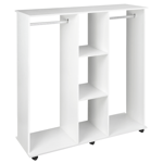 Double Mobile Open Wardrobe with Clothes Hanging Rails & Storage Shelves - White