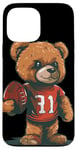 Coque pour iPhone 13 Pro Max Costume d'ours en peluche de football américain pour garçons et filles