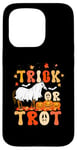 Coque pour iPhone 15 Pro Trick or Trot Citrouille d'Halloween amusante et cheval fantôme mignon