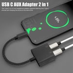 New 2‑in‑1 USB C To 3.5mm Adapter Type‑C To AUX Jack With USB C PD 60W Fas