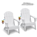 VEVOR Lot de 2 Chaise Adirondack Plastique Pliant Jardin Toutes Saisons Blanc