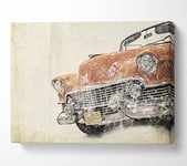 American Muscle Car Watercolour Canvas Print Wall Art - Extra Large 32 x 48 Inches