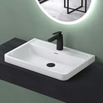 Mai & Mai Vasque à Encastrer Blanc 90 cm Lavabo en Fonte Minérale Solid Surface avec Trop-Plein COL08