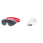 Speedo SPEFT Unisex Adult Biofuse Rift Mask Goggles - Lava Red/Oxid Grey/Smoke, One Size & Unisex Adult Competition Nose Clip, Graphite, One Size