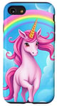 iPhone SE (2020) / 7 / 8 Colorful Unicorn in Clouds with Bright Rainbow Case