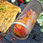 35Cm Barbecue Rolling Grill Panier BBQ Filet Tube Grill Panier BBQ Feu de Camp Grille Famille Voyage Camping Pique-Nique Ustensiles de Cuisine