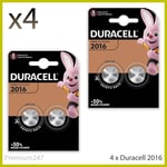 4 x Duracell CR2016 3V Lithium Coin Cell Battery 2016 DL2016 BR2016 SB-T11