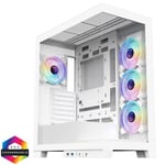 CIT Pro Diamond XR White Mid-Tower Gaming Case with 4mm Tempered Glass Front and Side Panels