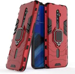 Étui Pour Oppo Reno 2 Z / Reno2 F Coque Antichoc Plastique + Silicone Tpu, Anti Choc, Station Debout + Support Magnétique Rouge