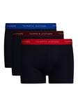 Tommy Hilfiger Essential Logo Waistband Trunks, Pack of 3, Blue/Deep Crimson/Rouge