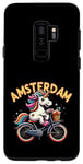 Coque pour Galaxy S9+ Amsterdam Netherland Vélo licorne pour filles et femmes arc-en-ciel
