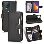 SQBB Kompatibel med Samsung Galaxy A12/m12 Fodral Cover Fickfodral Magnetisk plånbok Premium läderkorthållare Skyddande case