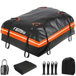 Favoto Coffre de Toit Voiture 425L - Sac de Toit Porte-Bagages Imperméable Pliable avec Tapis Antidérapant Crochet de Porte et Sangles de Renfort pour Le Transport des Bagages Orange