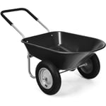 Brouette de Jardin 2 Roues Pneus Pneumatiques Ø35cm 141L Charge Max 100KG Résistante en Fer pour Jardinage/Maçonnerie Noir - Costway