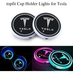 2-pack LED-kopphållare för Tesla Model 3/Y/S/X, 7 ljusfärger