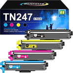 TN247, TN-247, TN-243CMYK, Compatible avec Brother TN-243CMYK TN243CMYK TN-247BK TN-243BK TN-243 TN243 pour Toner Brother MFC-L3750CDW MFC-L3770CDW DCP-L3550CDW HL-L32300CDW CDW HL-L3. 210CW