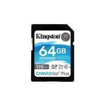 Kingston 64GB Memory Card SD Canvas Go! Plus SDG3/