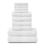 GC GAVENO CAVAILIA Lions Towels Lot de 10 Serviettes de Bain 100 % Coton égyptien, 4 Visage 4 Mains 2 Serviettes de Bain, de qualité supérieure, très absorbantes, lavables en Machine, Blanc, Standard