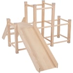 Kiddymoon - Aire De Jeux Avec Toboggan En Bois Pour Enfants Jouet Montessori Rampe Cadre D'escalade Pour Bébés En Bas Âge Ensemble D'activités, Beige