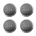 Centrumkåpor till AUDI 60mm 4-Pack Grey with chromed edge