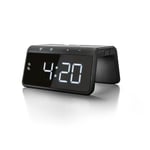 Alarm Clock With Qi Wireless Charging Pad & USB Output - Apple Black