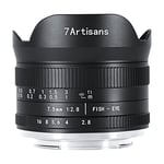 7artisans Objectif fixe manuel grand angle 7,5 mm f2,8 Mark II APS-C Fisheye pour appareil photo Canon Eos-M sans miroir comme Canon Eos-M1 Eos-M2 Eos-M3/M5/M6/M10/M50