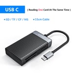 lecteur de cartes mémoire USB Type C 3.0,adaptateur multi-lecteurs pour Micro SD SDHC SDXC MMC TF CF MS Pro Duo Stick Read Switch - Type USB C