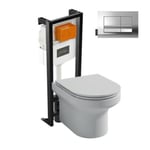 Pack WC suspendu sans bride  JACOB DELAFON Elite + bâti-support + plaque Chrome