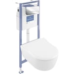 Pack wc suspendu sans bride villeroy et boch Avento + Bâti support ViConnect Pro + abattant frein de chute + plaque chromée