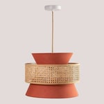 Lampe Suspendue en Rotin Yereh Sklum Rouge Argile