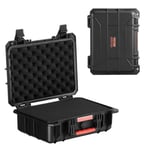 VEVOR Weatherproof Hard Case, Heavy Duty Protective Dry Box Case with Pre-Cut Foam, and Retractable Pull Handles for Travel, Hunting, Military, Tactical, IP67 Waterproof Case for Cameras (40x32x16.6)