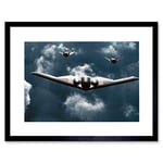 Wee Blue Coo Military Air Plane B-2 Spirit Bomber F-117 Nighthawk Stealth Art Framed Wall Art Print