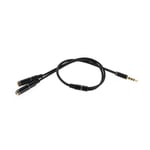 3.5mm Hane till Två Honor 30cm Audio Splitter Kabel - Svart