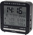 tchnoline WT245 Noir météo numérique Radio avec 4 alarmes réglables, Affichage de la température, rétroéclairage, Noir
