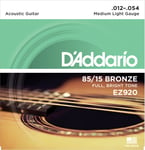 D'Addario EZ920 85/15 Bronze Acoustic Guitar Strings, Medium Light, 12-54