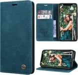 Pour Coque Iphone 11 Pro Cuir Etui Housse Premium Pu Portefeuille De Protection [Magnetique] [Carte Fentes] [Stand Fonction] Flip Case Pour Iphone 11 Pro (5.8'') - Bleu-Vert