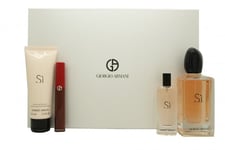 GIORGIO ARMANI SI GIFT SET 100ML EDP + 75ML B/L + 6.5ML LIP MAESTRO - 205 FIAMMA