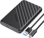 Boitier Disque Dur 2.5, 6Gbps USB C 3.1 Gen 1 Boitier Externe Disque pour SATA HDD et SSD de 2,5'' et 7/9.5 mm, accélération UASP, Trim, sans Outils(Noir, 25PW1C)